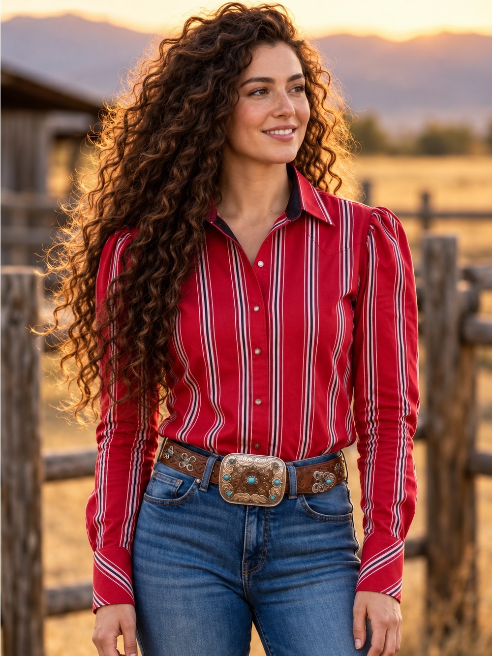 Roper S Vintage Red Striped Western Shirt Yoke Womens Rodeo Ranch Heritage S-M